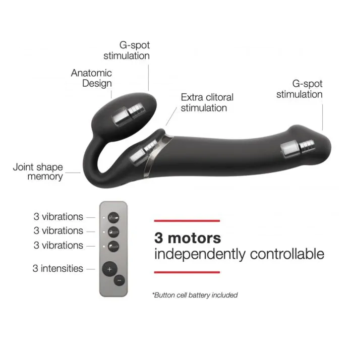 Безремневий страпон із вібрацією Strap-On-Me Vibrating Black L — фото 3
