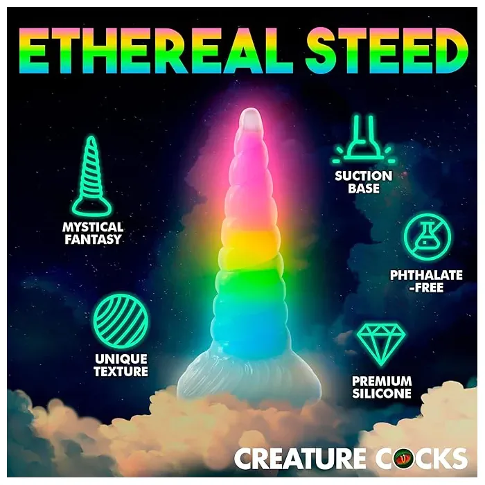 Фалоімітатор Creature Cocks Luminescent Rainbow Silicone Dildo — фото 5