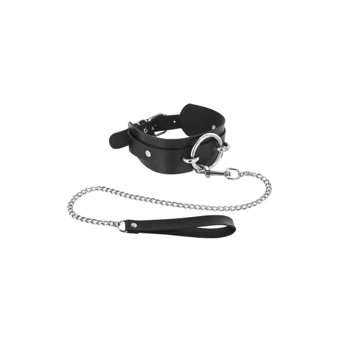 Нашийник з великим кільцем та з повідцем Fetish Tentation Ring and Leash