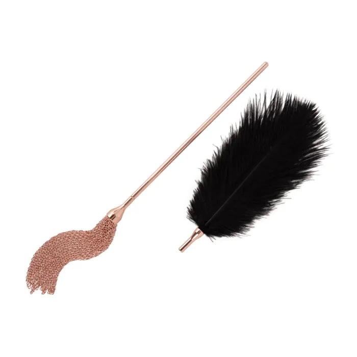 Лоскітка з металевим флогером Rosy Gold Feather Tickler & Whip