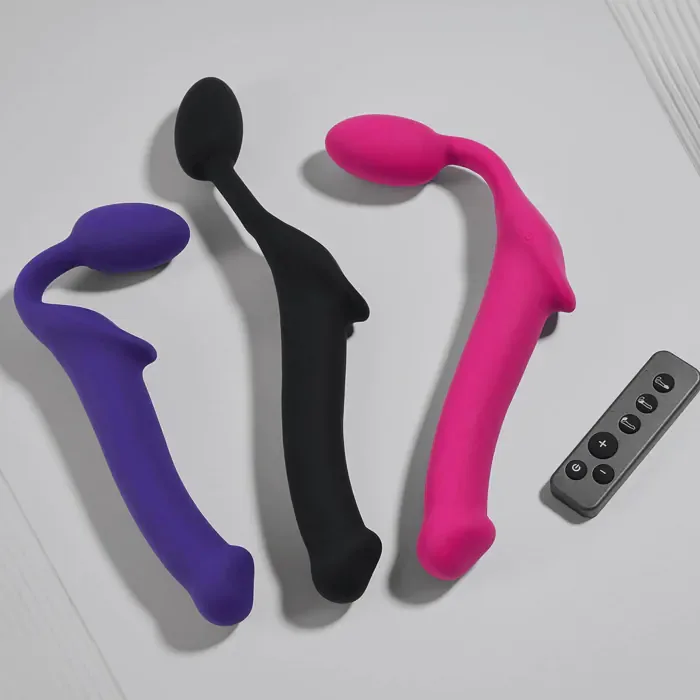 Безремінний страпон з вібрацією Strap-On-Me Vibrating Fuchsia L — фото 8