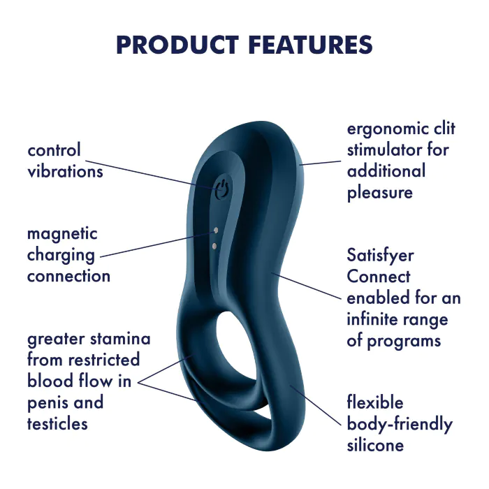 Ерекційне кільце Satisfyer Epic Duo Connect App Blue — фото 6