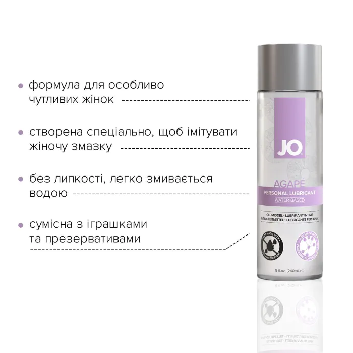 Лубрикант на водній основі JO Agape Original 240 мл — фото 3