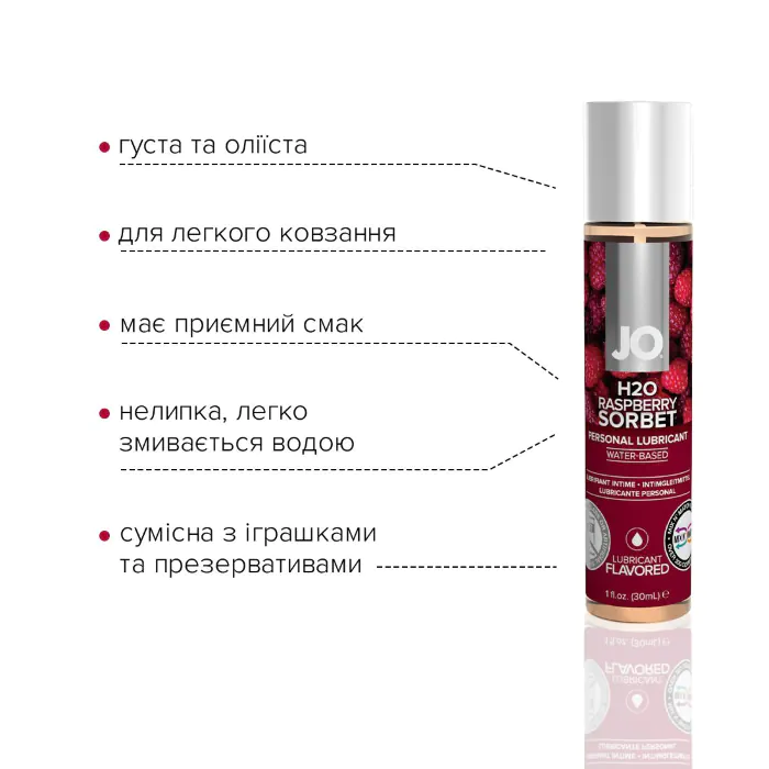 Лубрикант на водній основі JO H2O Raspberry Sorbet 30 мл — фото 4