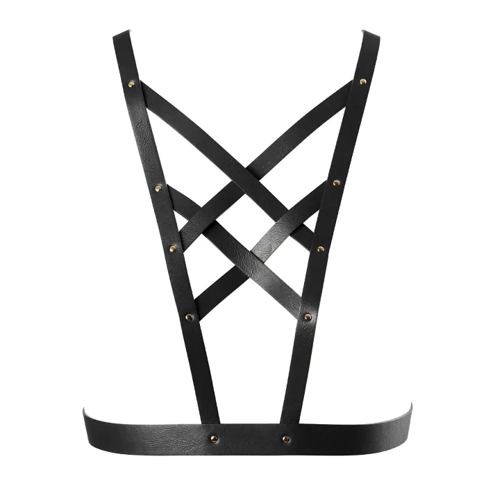 Портупея з екошкіри Bijoux Indiscrets Maze Cross Cleavage Harness Black