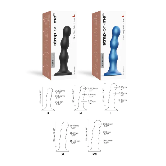 Насадка для страпона Strap-On-Me Dildo Plug Balls Blue Metallic S — фото 4