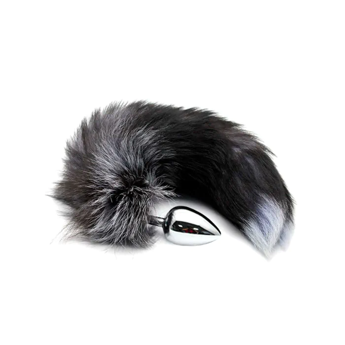 Анальна пробка Alive Black And White Fox Tail L