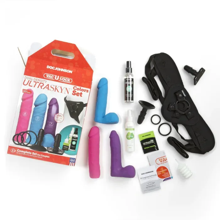 Набір для страпону Doc Johnson Vac-U-Lock Density Colors Set