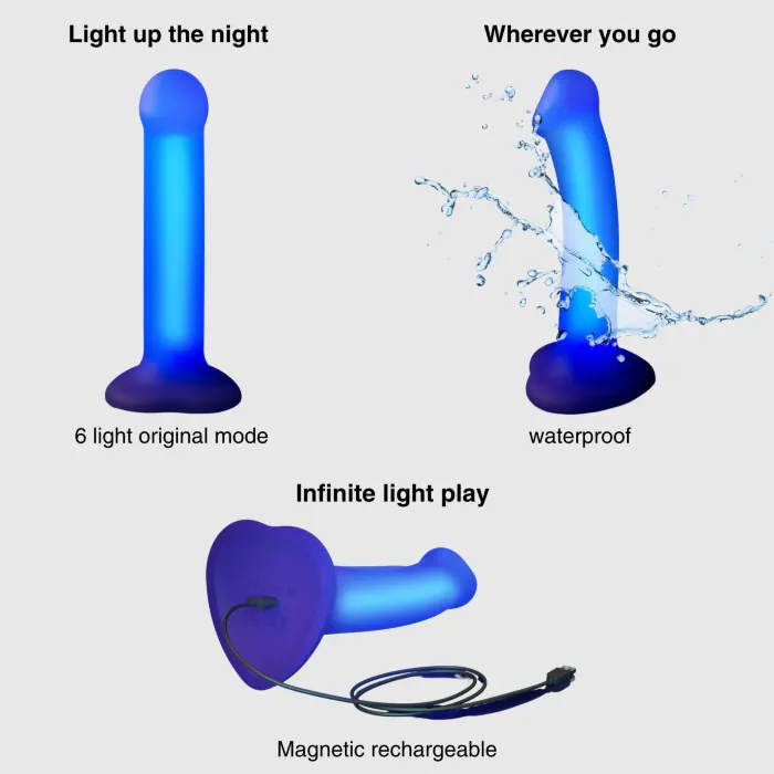Дилдо, що світиться Strap-On-Me Glow-LED Dildo Purple M — фото 3