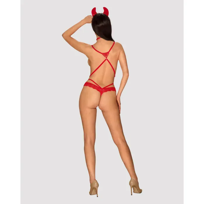 Костюм дияволиці Obsessive Evilia Red Bodysuit — фото 4