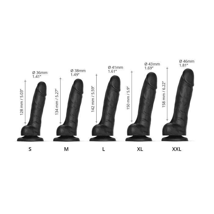 Реалістичний фалоімітатор Strap-On-Me Sliding Skin Realistic Dildo Black XXL — фото 4