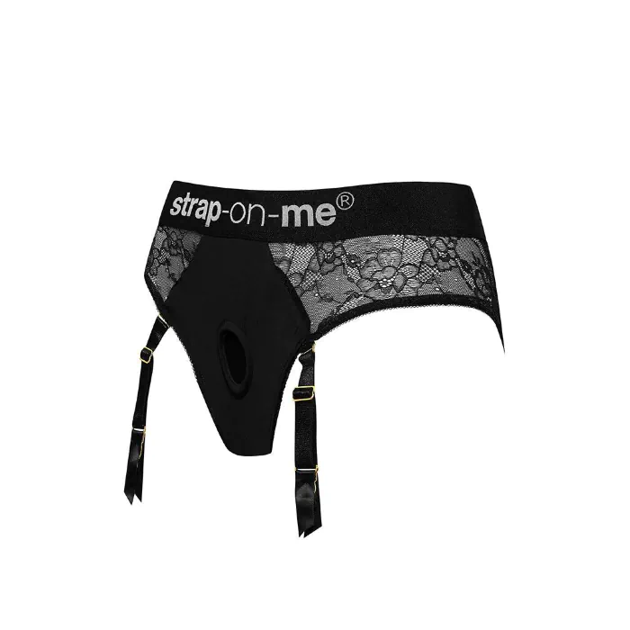 Мереживні трусики для страпона з підв’язками для панчіх Strap-On-Me Diva Harness XS — фото 2