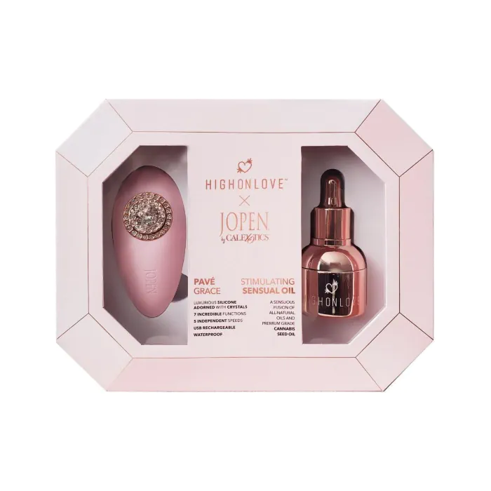 Подарунковий набір HighOnLove & JOPEN Objects of Desire краплі для клітора та вібратор з кристалами