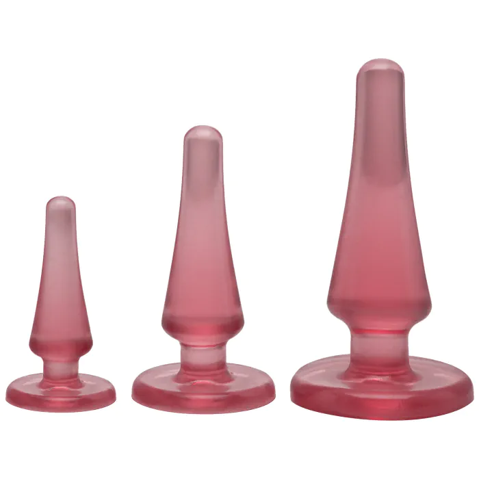Набір анальних пробок Doc Johnson Crystal Jellies Pink макс. діаметр 2 см - 3 см - 4 см