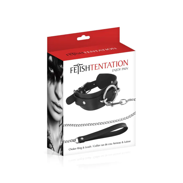 Нашийник з великим кільцем та з повідцем Fetish Tentation Ring and Leash — фото 2
