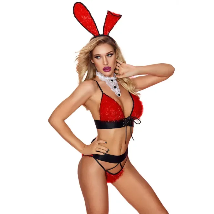 Еротичний костюм зайчика Paris Hollywood Bunny One Size Red — фото 2