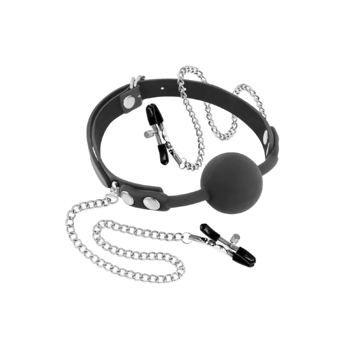 Кляп із затискачами для сосків Fetish Tentation Black