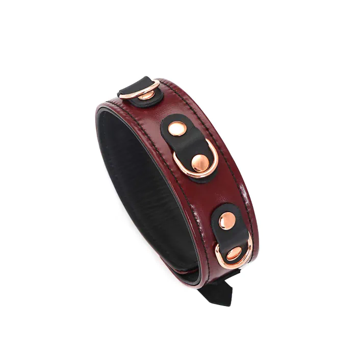 Шкіряний нашийник з повідцем Liebe Seele Wine Red Collar and Leash — фото 3