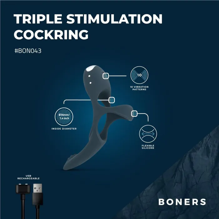 Ерекційне кільце Boners Triple Cockring — фото 12