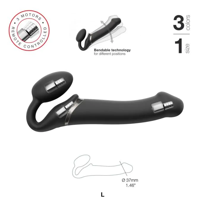 Безремневий страпон із вібрацією Strap-On-Me Vibrating Black L — фото 2