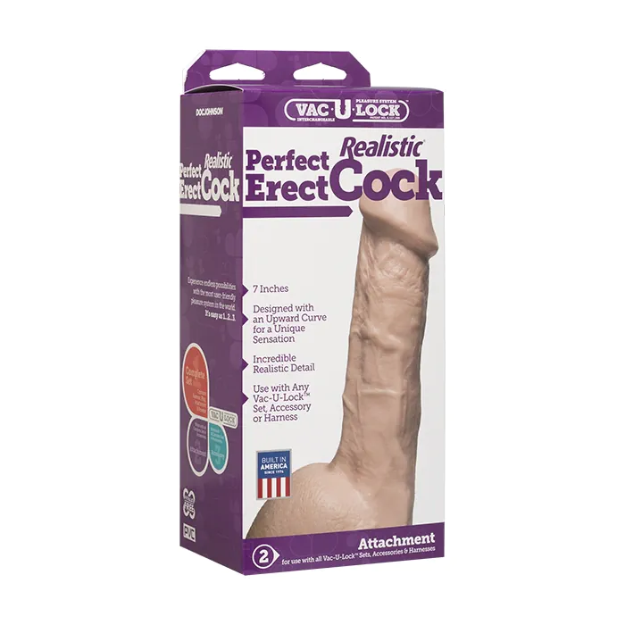 Фалоімітатор Doc Johnson - 7 Inch Perfect Erect Cock, Vac-U-Lock — фото 2
