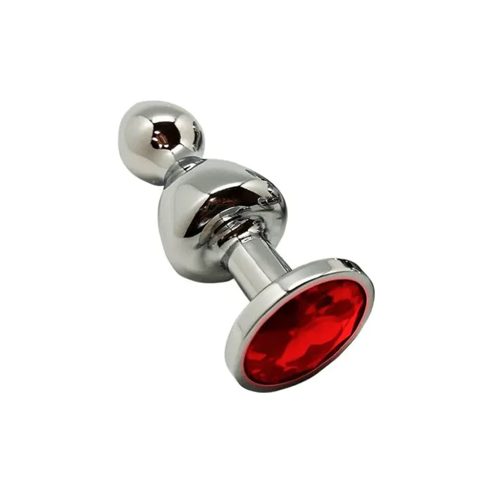 Металева анальна пробка Wooomy Lollypop Double Ball Metal Plug Red M