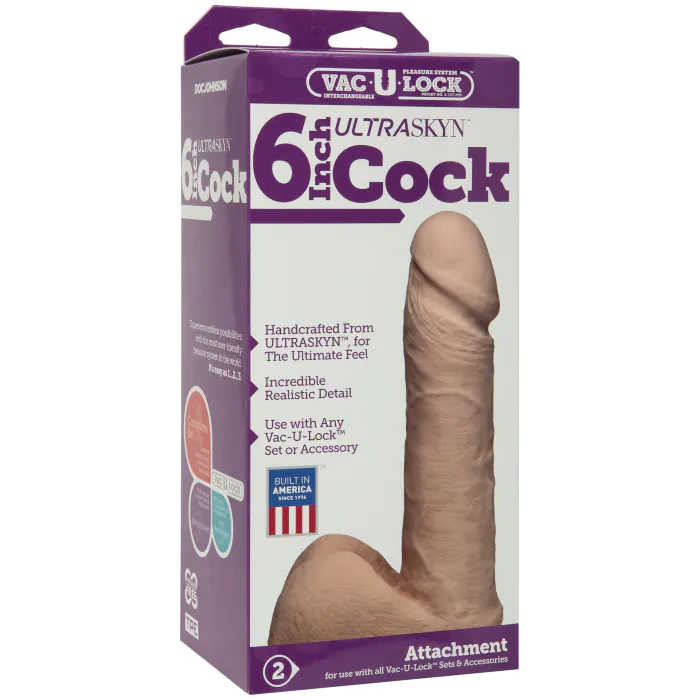 Фалоімітатор Doc Johnson Vac-U-Lock - 6 Inch ULTRASKYN Cock White — фото 2