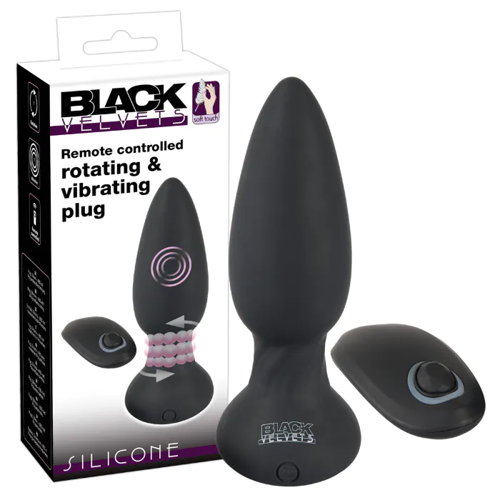 Анальна пробка Black Velvets RC Rotating & Vibrating Plug Black — фото 8