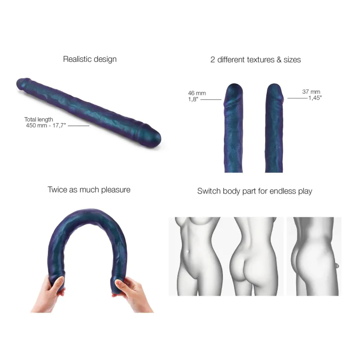 Фалоімітатор подвійний Strap-On-Me Double Dong Realistic Dildo Snaky Metallic Color — фото 3