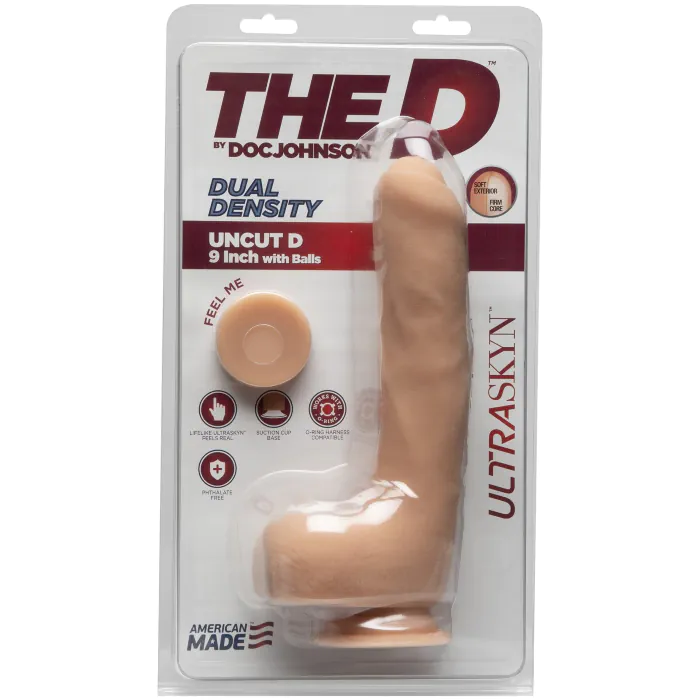 Фалоімітатор Doc Johnson The D - Uncut D - 9 Inch With Balls ULTRASKYN діаметр 45 см необрізаний — фото 2