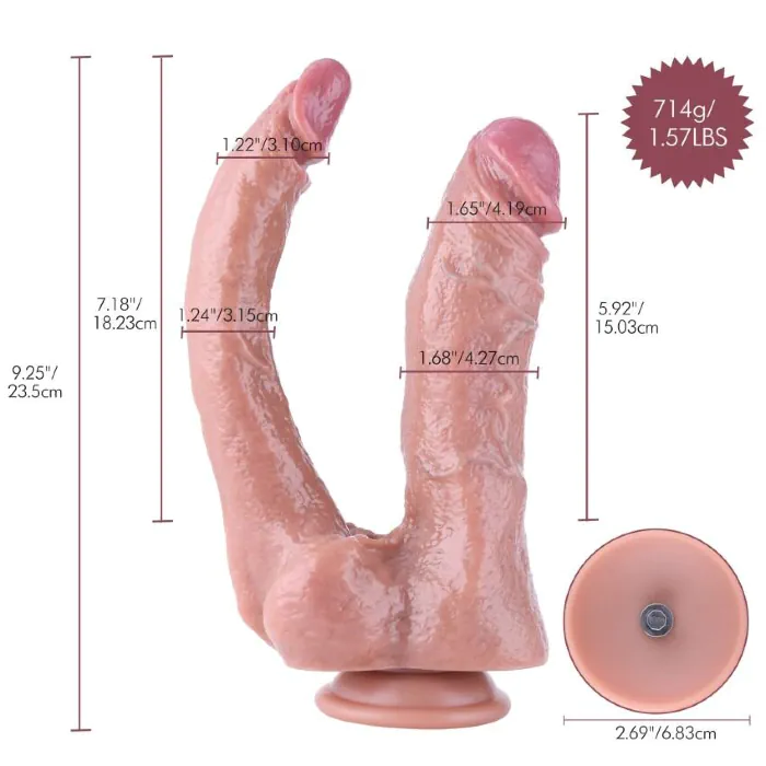 Подвійний фалоімітатор для секс-машин Hismith Double Penetrator 9.25″ KlicLok — фото 3