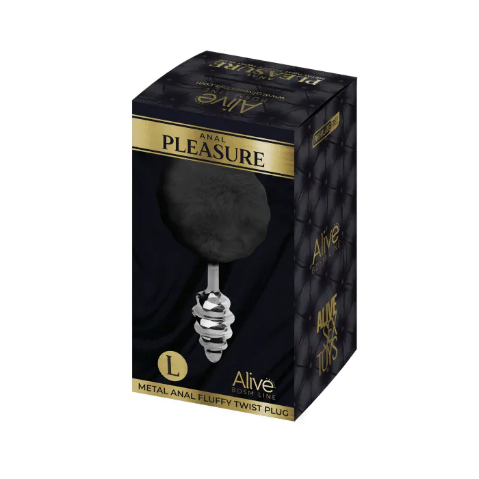 Анальна пробка Alive Fluffy Twist Plug L Black — фото 3