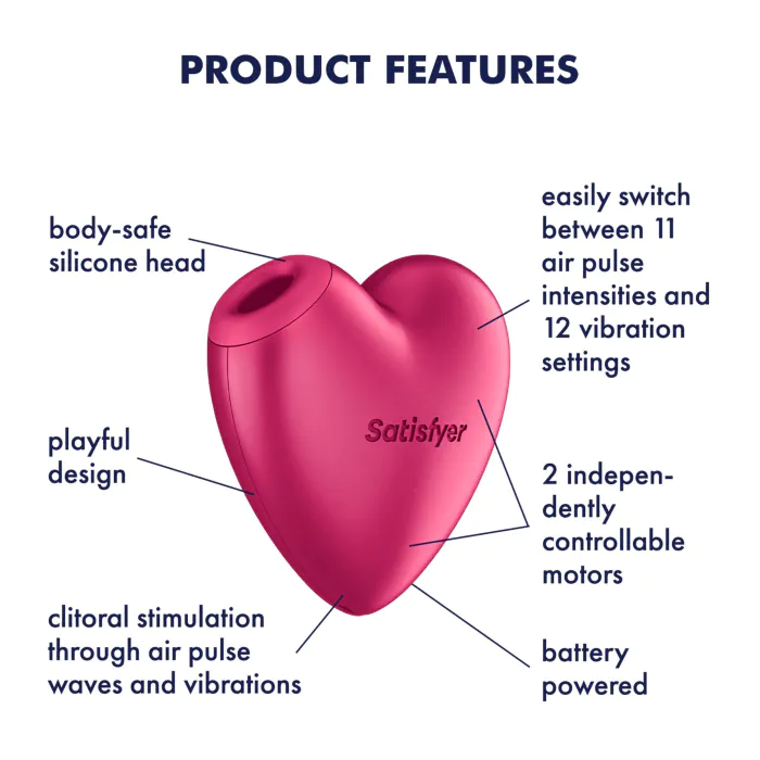 Вакуумний стимулятор-серце з вібрацією Satisfyer Cutie Heart Battery Series — фото 5