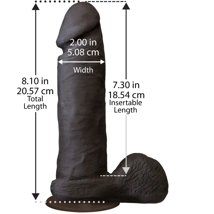 Фалоімітатор Doc Johnson Realistic Cock 8 inch Black - ULTRASKYN Vack-U-Lock діаметр 51 см — фото 2