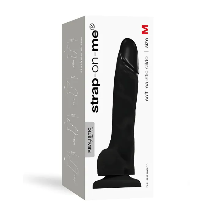 Реалістичний фалоімітатор Strap-On-Me SOFT REALISTIC DILDO Black - Size M — фото 3