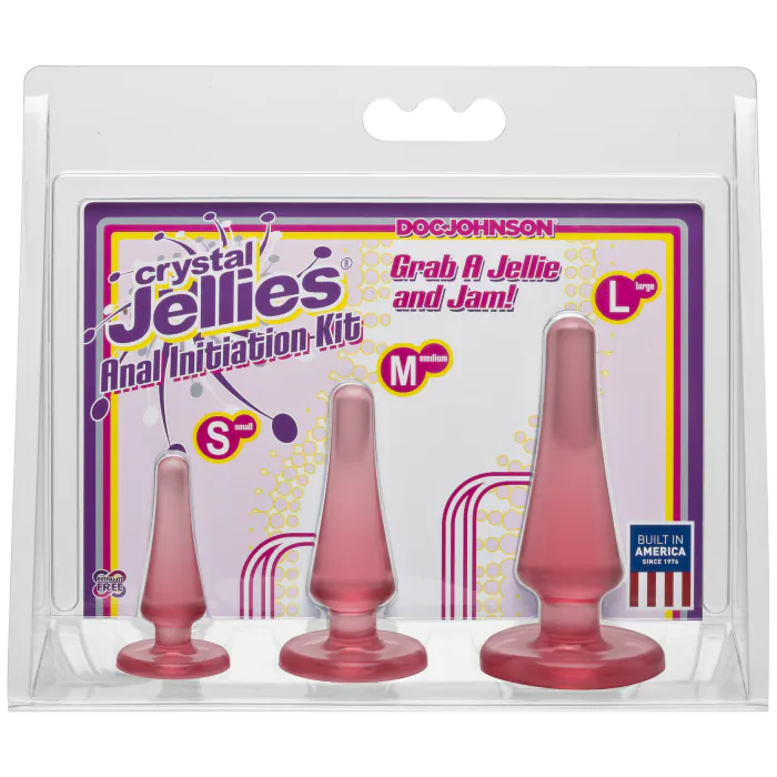 Набір анальних пробок Doc Johnson Crystal Jellies Pink макс. діаметр 2 см - 3 см - 4 см — фото 2