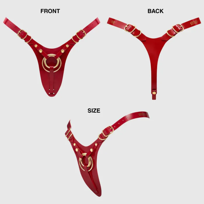 Трусики для страпона Strap-On-Me Leatherette Harness Fabulous One Size Red Glossy — фото 6