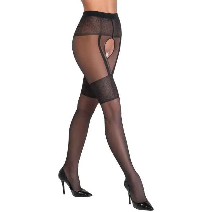 Колготи з доступом Cottelli Legwear Black — фото 5
