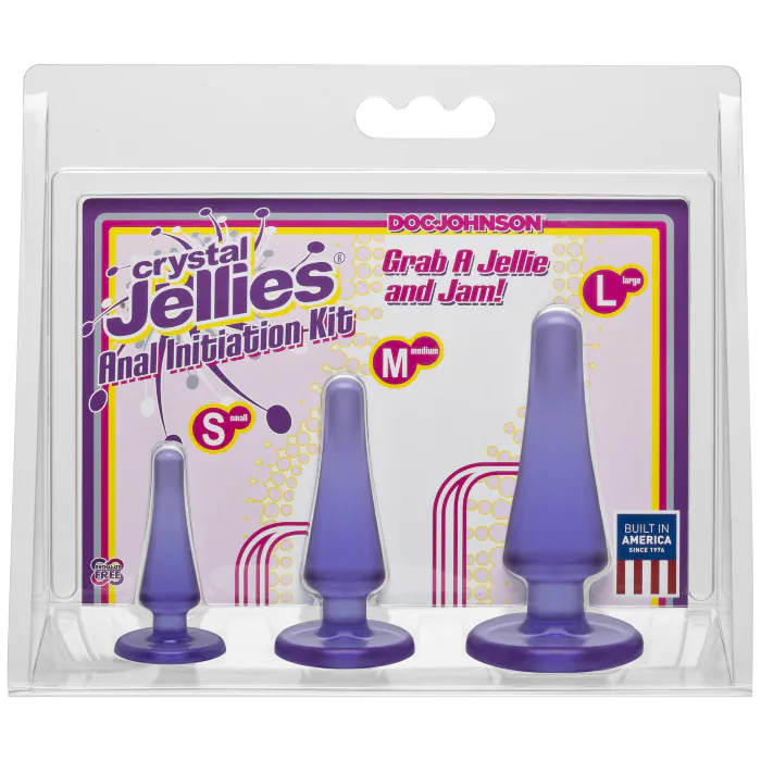 Набір анальних пробок Doc Johnson Crystal Jellies Anal - Purple макс. діаметр 2 см - 3 см - 4 см — фото 2
