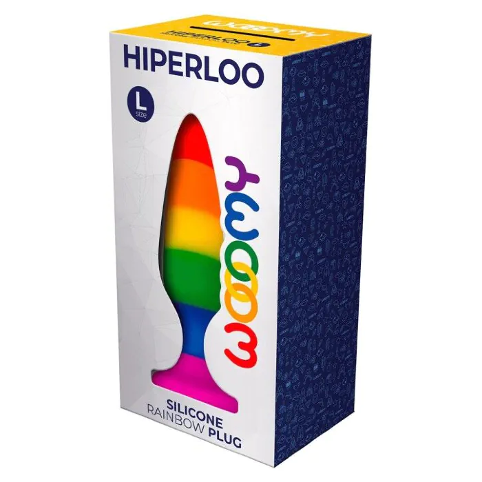 Силіконова анальна пробка Wooomy Hiperloo Silicone Rainbow Plug L — фото 3