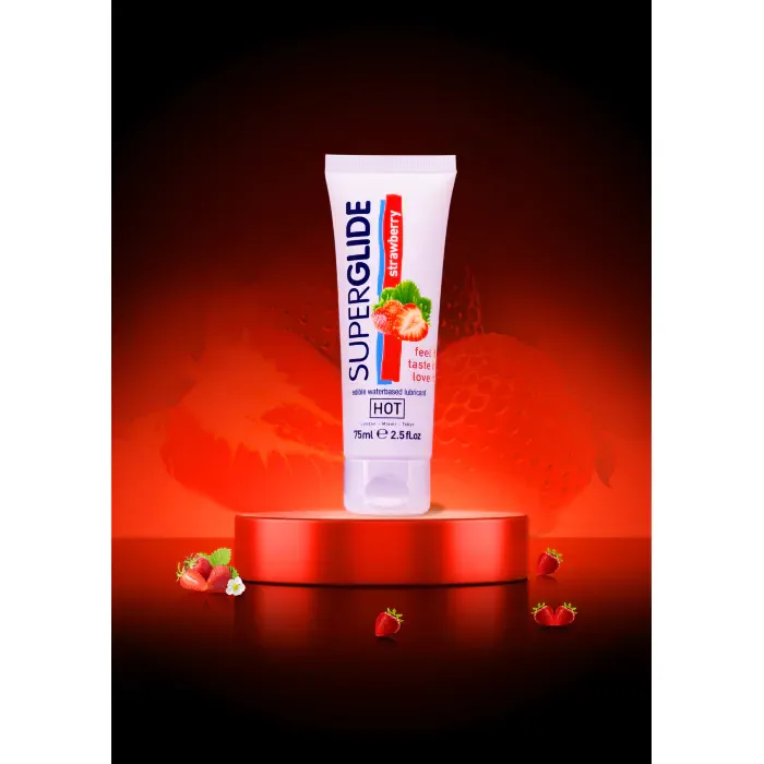 Лубрикант для орально - мануальних пестощів HOT Superglide Edible Strawberry 75 мл — фото 3