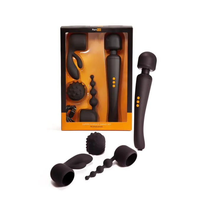 Вібромасажер з трьома насадками Pornhub Supercharge Wand Set