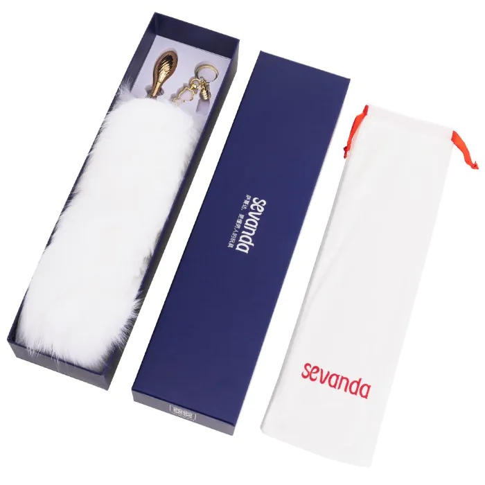 Металева анальна пробка Лисячий хвіст Lockink Sevanda White Fox-Tail Anal Pear-shape Plug — фото 8