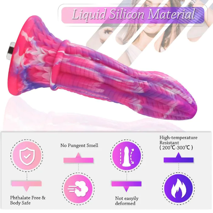 Фалоімітатор для секс-машин Hismith 10.3″ Silicone Monster Dildo Series KlicLok та присоска — фото 4
