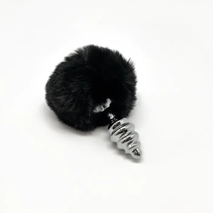 Анальна пробка Alive Fluffy Twist Plug S Black — фото 2
