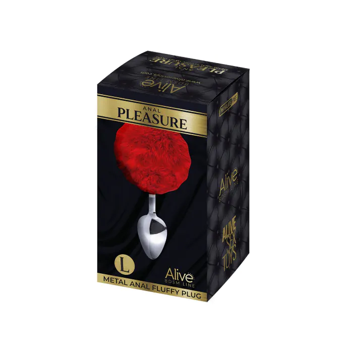 Анальна пробка Alive Fluffy Plug L Red — фото 2