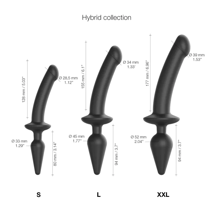 Анальна пробка з дилдо 2в1 Strap-On-Me Switch Plug-In Dildo Black XXL — фото 4
