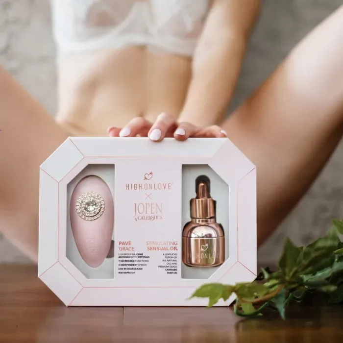 Подарунковий набір HighOnLove & JOPEN Objects of Desire краплі для клітора та вібратор з кристалами — фото 4