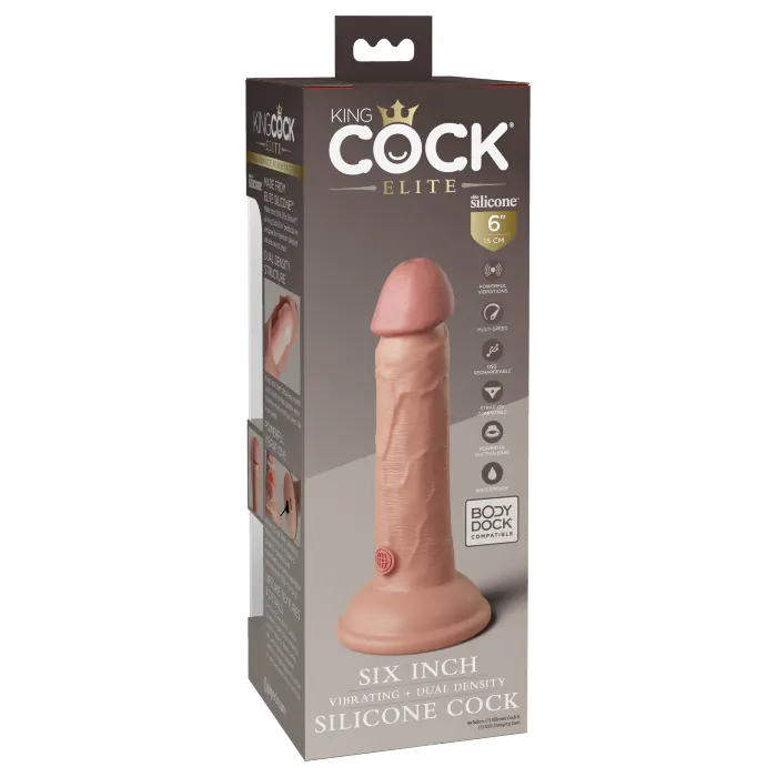 Фалоімітатор King Cock Elite 6" Vibrating Silicone Dual Density — фото 9
