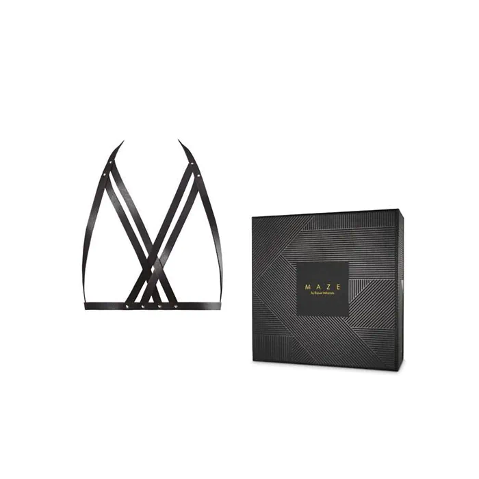 Портупея Bijoux Indiscrets MAZE - Halter Bra Harness Black — фото 2